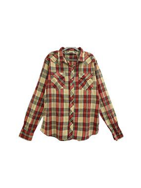 Salt Valley Western Long Sleeve Button Down Pearl Snaps Shirt Sz XL Red Plaid